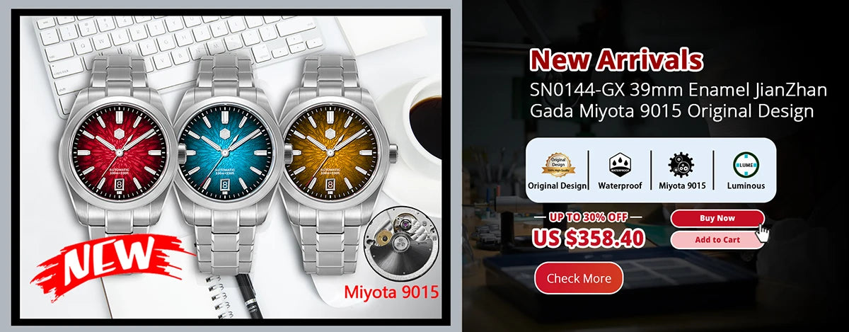 San Martin 39mm SN0144 "JianZhan" Gada Watch Miyota 9015 Original Design Chinese Style Dress Men Automatic Mechanical Watches