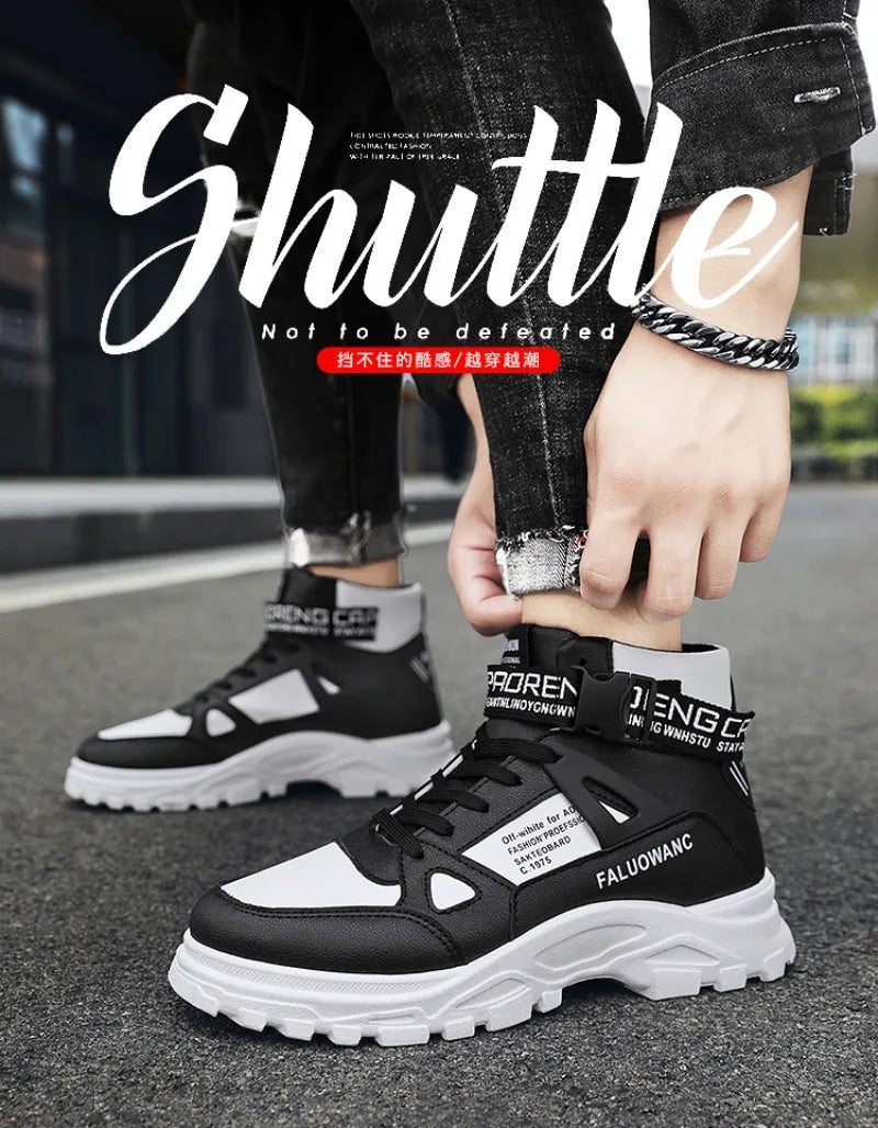 Trendy Men Ankle Boots Fashion Comfort Platform Motorcycle Boots Chelsea Street Casual Shoes Sneakers Britain Leather Boot Botas