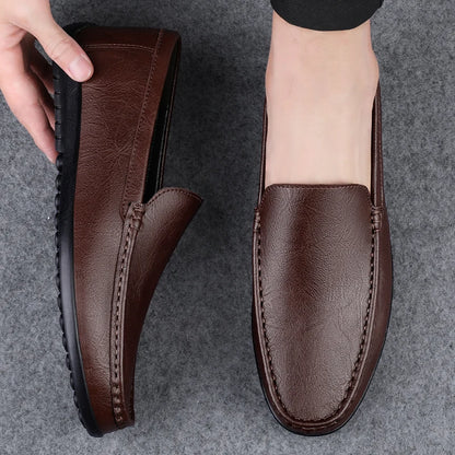 Genuine Leather Loafers Men Design Moccasin Fashion Slip On Soft Flat Casual Men Shoes Adult Male Footwear Handmade Boat Shoes