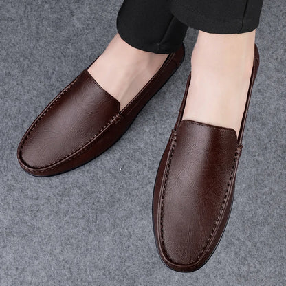 Genuine Leather Loafers Men Design Moccasin Fashion Slip On Soft Flat Casual Men Shoes Adult Male Footwear Handmade Boat Shoes