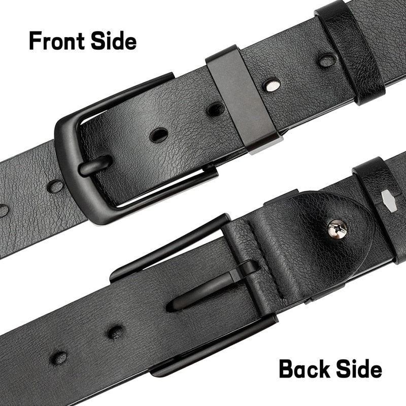 Men's Vintage Casual Black Pin Buckle Student Versatile Leather Wide Belt (4 Styles)