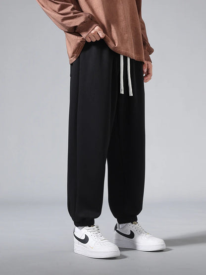 Men's Jogger Cotton Sweatpants: Big Size 8XL 7XL 6XL, Sports Baggy Pants with String Banding, Hip Hop Loose Harem Trousers - 4 Colors