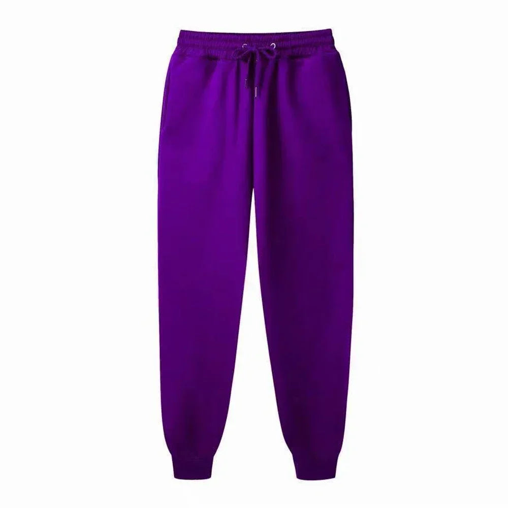 Men's Casual Fleece Sweatpants: Unisex Loose Fit Sports Pants for Autumn Winter Jogging - 11 Colors