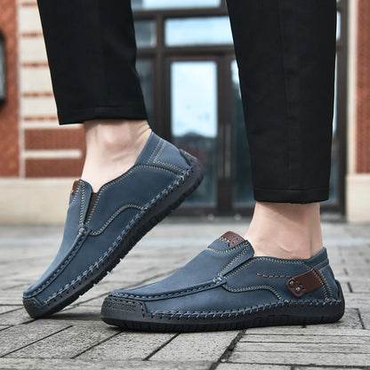 New Handmade Leather Men Shoes Casual Comfortable Men Slip On Leather Loafers Men Flats Hot Sale Moccasins Tooling Shoes Man