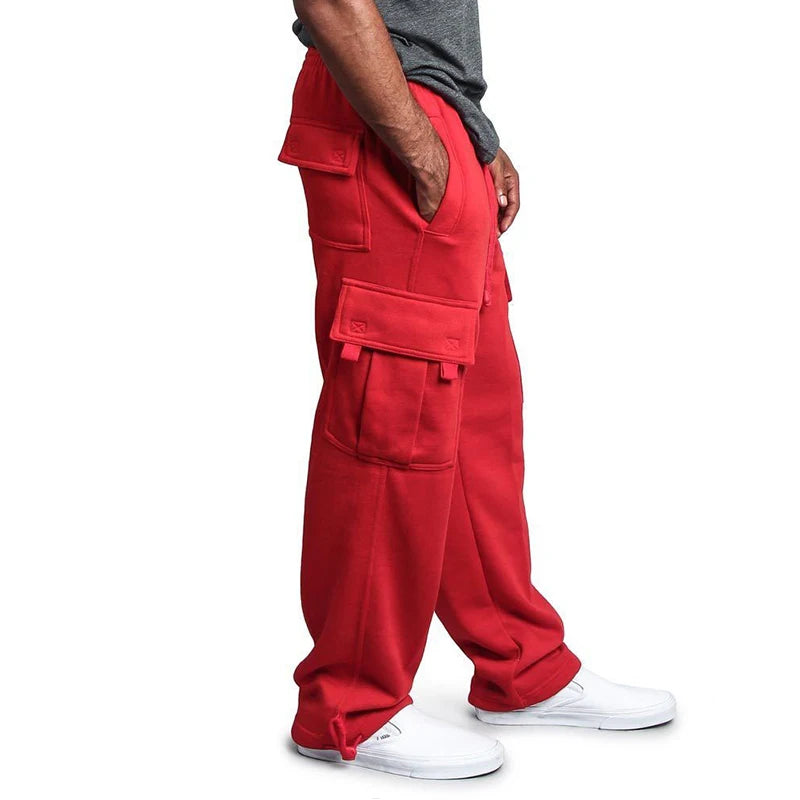 Men's Sweatpants: Straight Fit Joggers, Loose Oversized Drawstring, Multi-pocket Sports Pants - 4 Colors