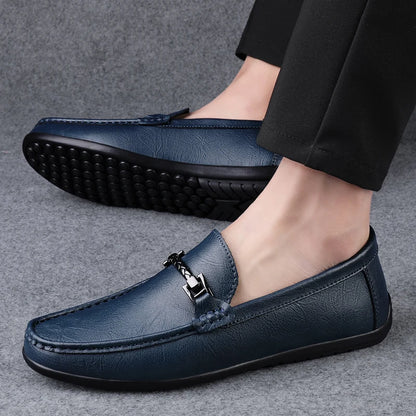 Genuine Leather Loafers Men Design Moccasin Fashion Slip On Soft Flat Casual Men Shoes Adult Male Footwear Handmade Boat Shoes