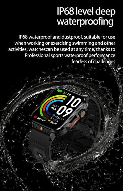 Smartwatch 1.95'' IPS Screen Health Monitoring 340 Big Battery IP68 Waterproof Sport Fitness Android IOS for Men