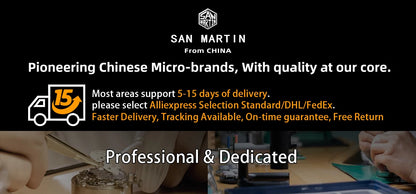 San Martin 39mm SN0144 "JianZhan" Gada Watch Miyota 9015 Original Design Chinese Style Dress Men Automatic Mechanical Watches