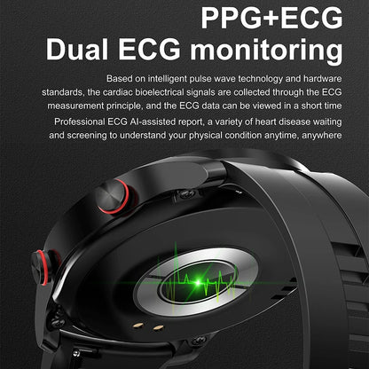 ECG+PPG Bluetooth Call Smart Watch for Men: Laser Health Monitoring, Blood Pressure, Fitness, Sports Watch, Waterproof Smartwatch with Box.