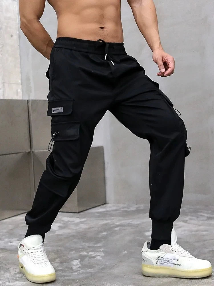 Men's Cargo Pants: Casual Hip Hop, Multiple Pockets, Streetwear Ribbons, Techwear Sweatpants - Collection 2 (15 Colors)