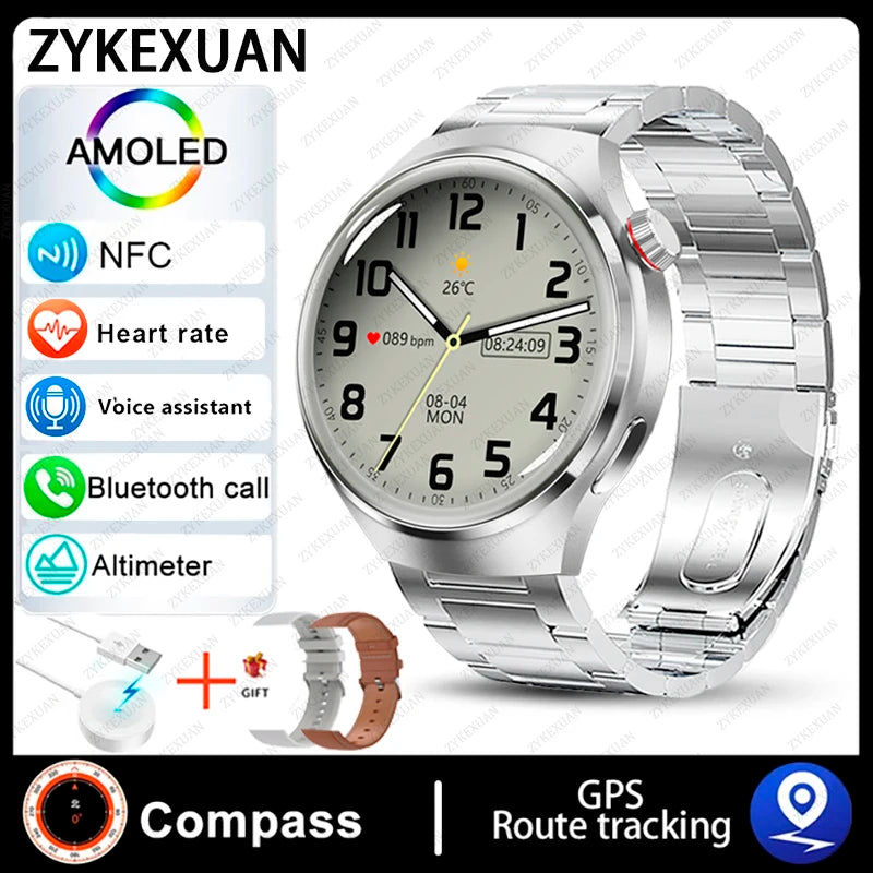 2024 New GPS Trajectory Smart Watch Men GT4 Pro 360*360 HD Heart rate IP68 Waterproof Smartwatch BT Call NFC Compass Watch 4 Pro