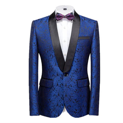 New Men's Business Banquet Jacquard Suit: Slim Fit Jacket for Wedding, Prom, and Party Dress - Collection 2, 6 Colors, Sizes 5XL-S