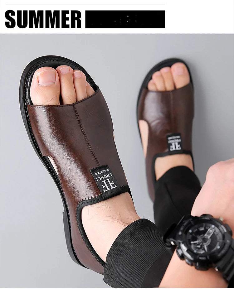 Sandals for Men Brand Casual Shoes Outdoor Fashion Men's Slippers Comfortable Beach Shoes High Quality Leather Men Flat Sandals