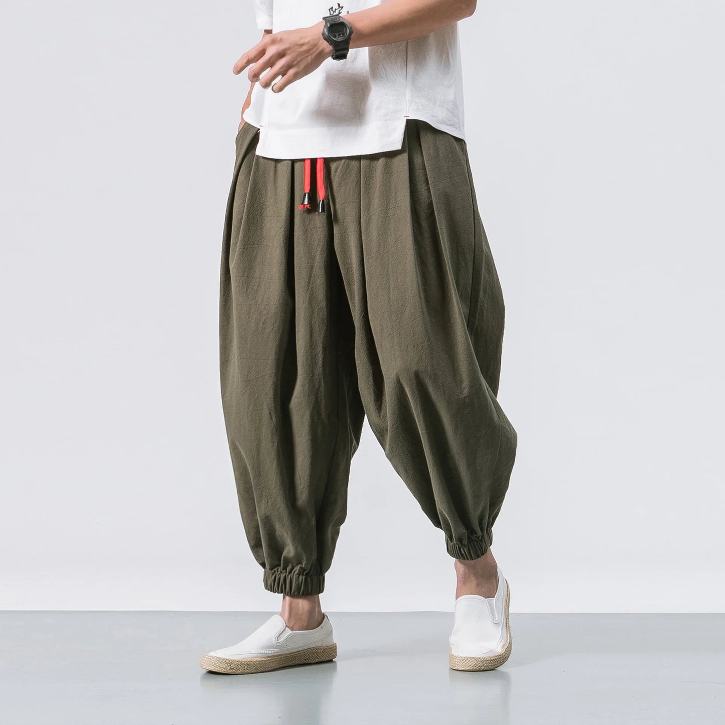 New Oversize Men's Loose Harem Pants: Autumn Chinese Linen Sweatpants, High Quality Casual Trousers - 3 Colors