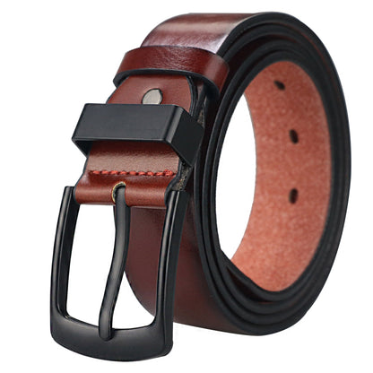 Men's Vintage Casual Black Pin Buckle Student Versatile Leather Wide Belt (4 Styles)