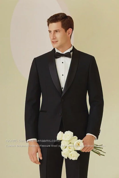 Black Super 110’s Wool Suit – 315g Premium Structured Tailoring