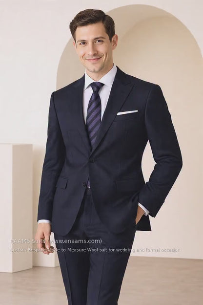 Navy Blue Super 110’s Wool Suit – 275g Lightweight Tailoring