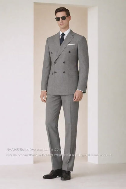 Classic Black & Ivory Houndstooth Super 110’s Double Breated Wool Suit – 275g Heritage Tailoring