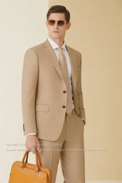Khaki Super 110’s Wool Suit – 275g Classic Tailoring