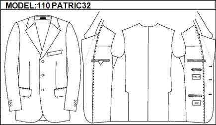 CLASSIC - SINGLE BREASTED, 3 BUTTONS,NOTCH  LAPEL JACKET-110_PATRIC_32