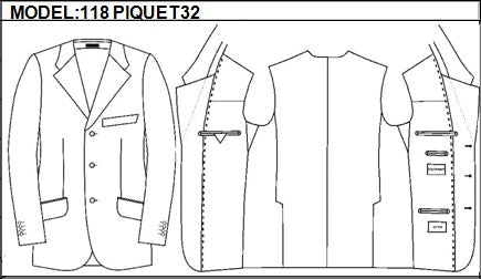 CLASSIC - SINGLE BREASTED, 3 BUTTONS,NOTCH  LAPEL JACKET-118_PIQUET_32
