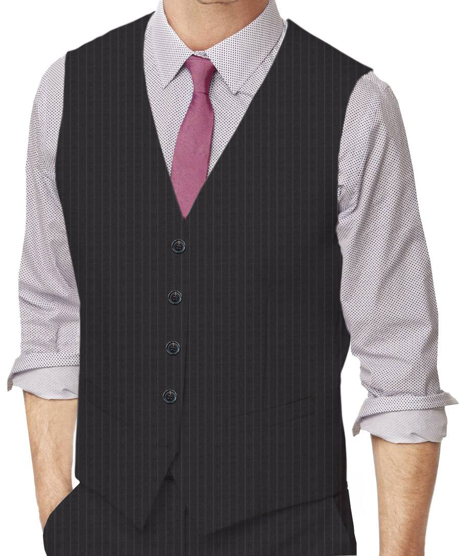 Grey Chalk Stripes Made To Measure Vest - VBC0011_MTM_SV