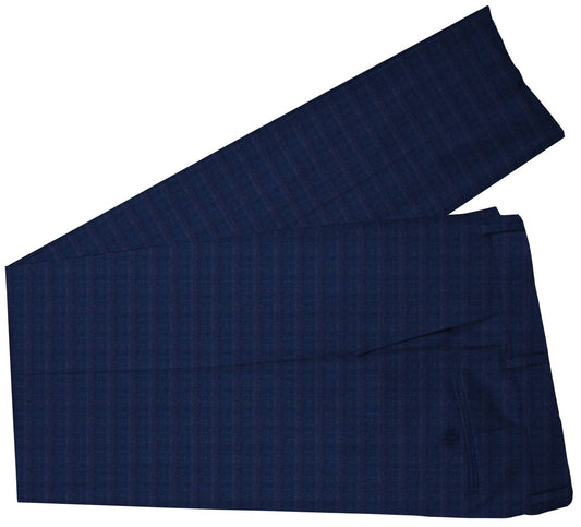 100% Cashmere Regal Blue Plaid Made To Measure Pant  - CER0010_MTM_SP