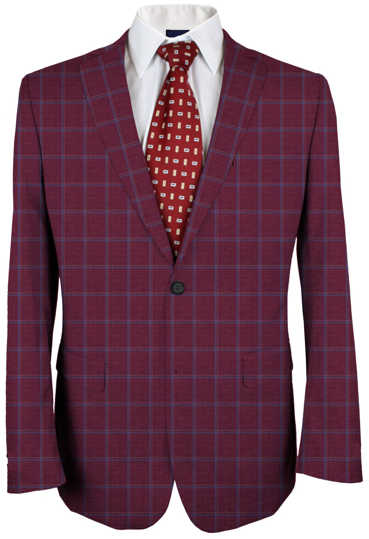 Siren Red Windowpane Made To Measure Jacket - VBC0060_MTM_SJ