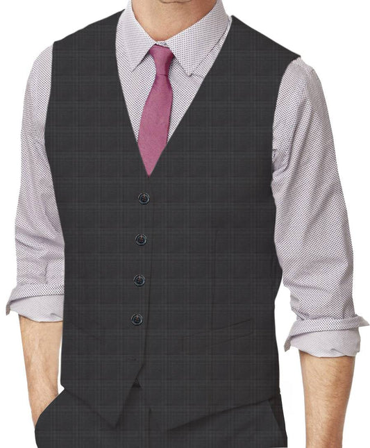 Tuna Grey Plaid Made To Measure Vest - VBC0076_MTM_SV