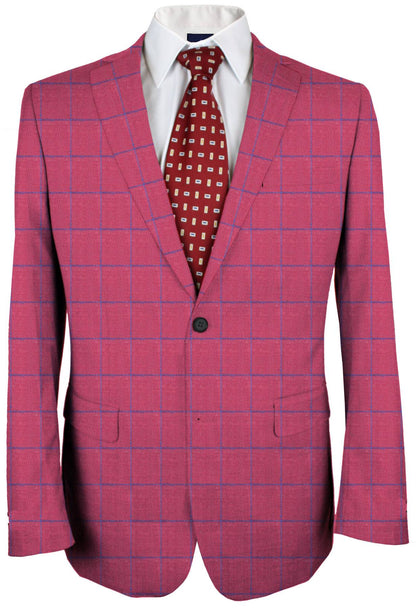 Cranberry Red Windowpane Made To Measure Jacket - VBC0080_MTM_SJ