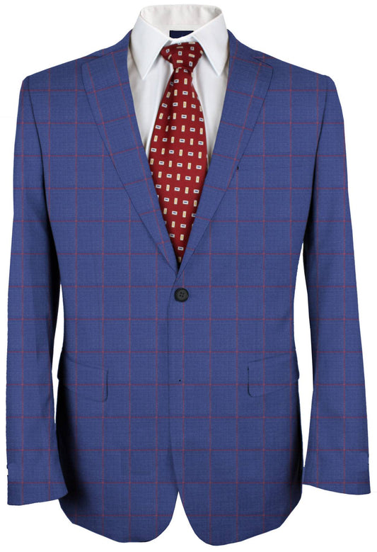 Governor Bay Blue Windowpane Made To Measure Jacket - VBC0081_MTM_SJ