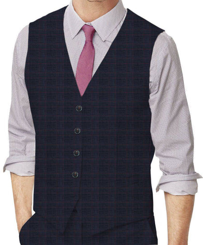 Navy Plaid Made To Measure Vest - VBC0576_MTM_SV