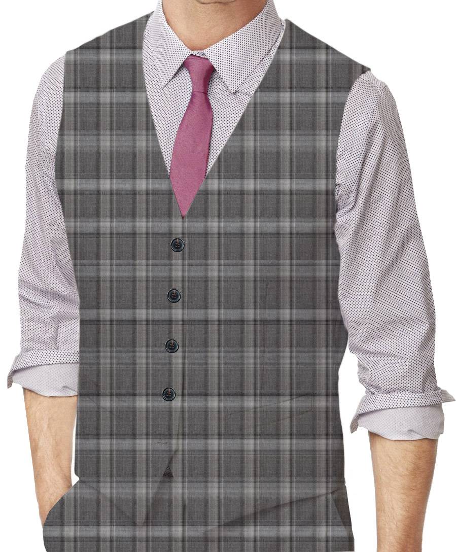 Empress Grey Glencheck Made To Measure Vest - VBC0093_MTM_SV