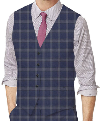 East Bay Blue Glencheck Made To Measure Vest - VBC0094_MTM_SV