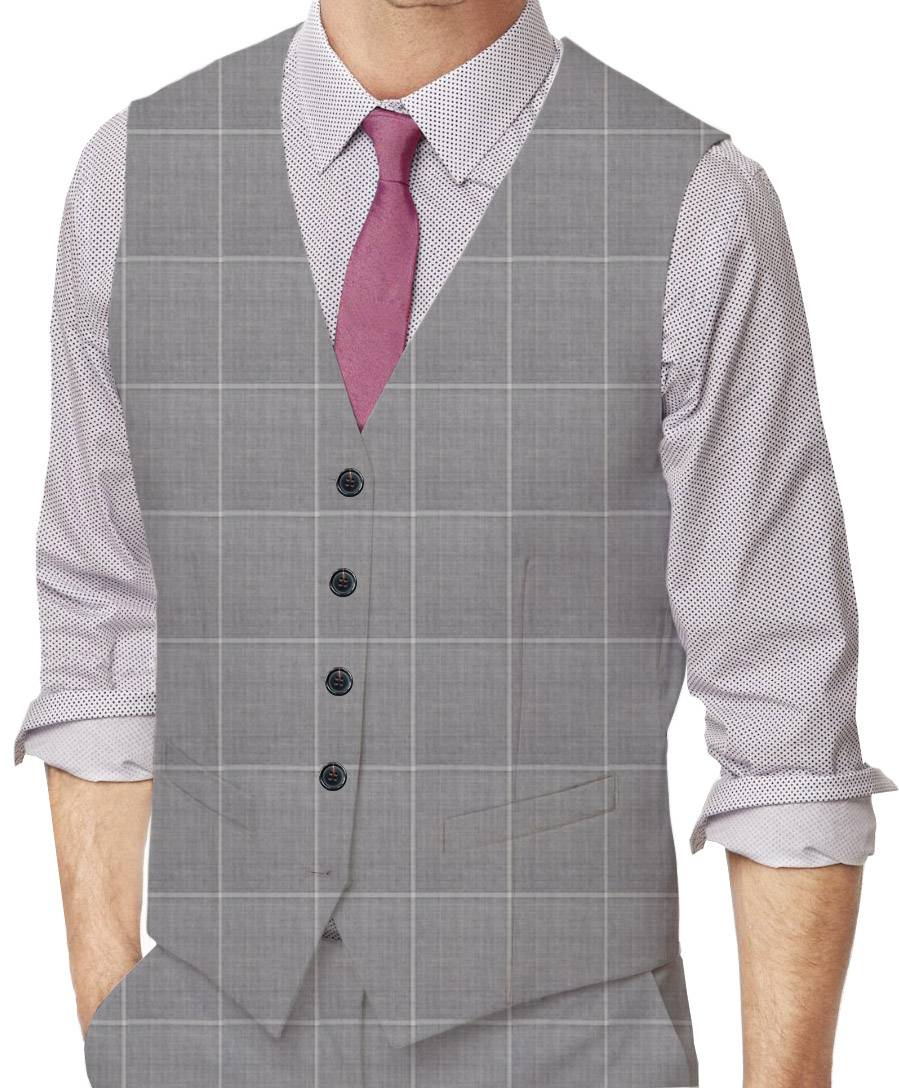 Grey Chateau Windowpane Made To Measure Vest - VBC0099_MTM_SV