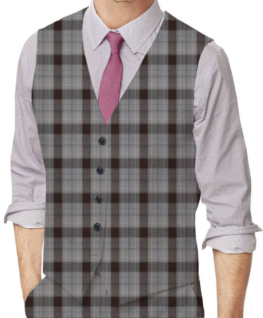 Grey Chateau Plaid Made To Measure Vest - VBC0104_MTM_SV