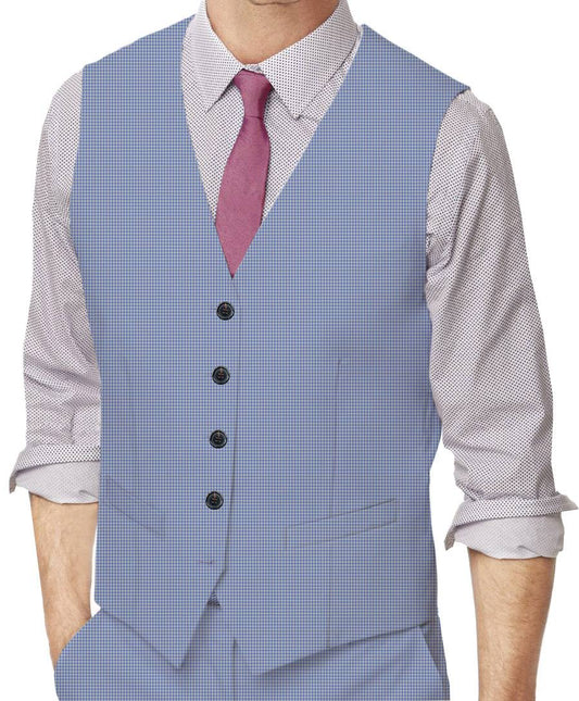 Picton Blue Houndstooth Made To Measure Vest - VBC0110_MTM_SV