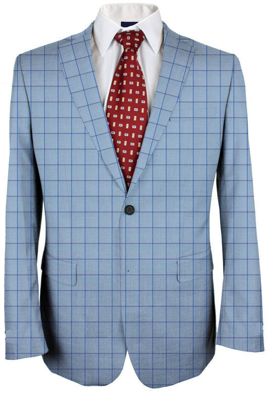 Spindle Blue  Windowpane Made To Measure Jacket - VBC0145_MTM_SJ