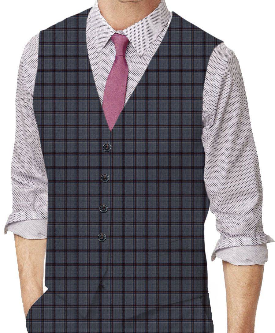 Blue Plaid Made To Measure Vest - VBC0577_MTM_SV