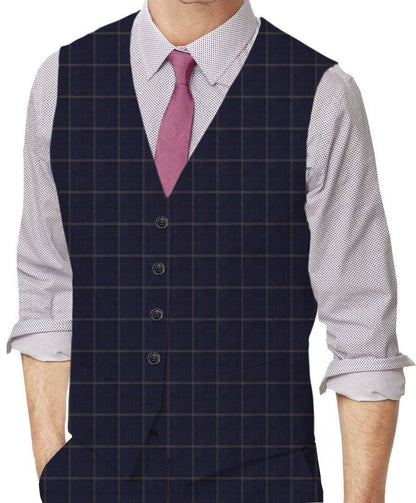 Navy Plaid Made To Measure Vest - VBC0579_MTM_SV