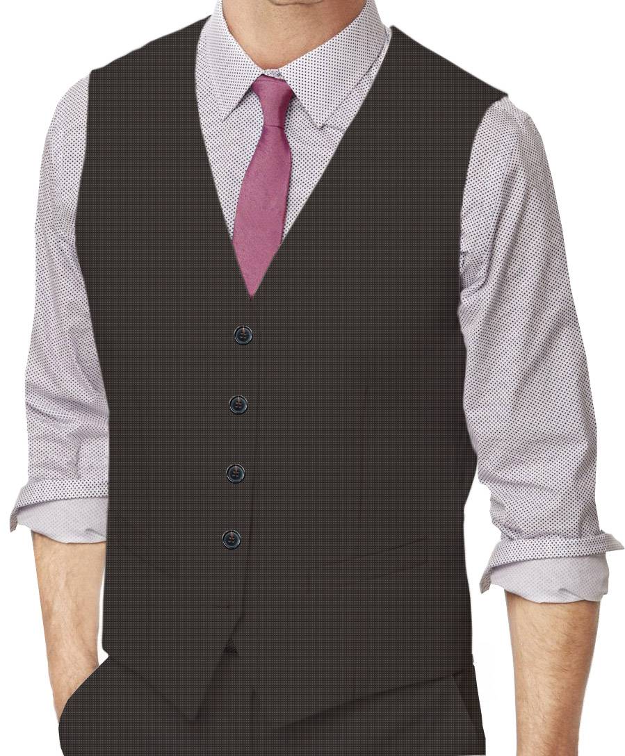 Ebony Clay Grey Nailhead Made To Measure Vest - VBC0180_MTM_SV