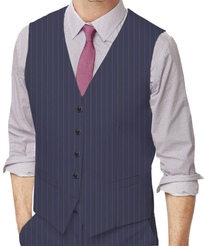 East Bay Blue Stripes Made To Measure Vest - VBC0469_MTM_SV