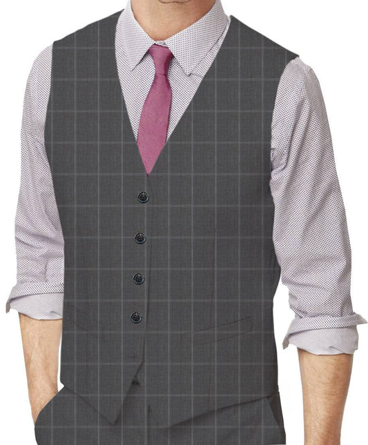 Shuttle Grey Windowpane Made To Measure Vest - VBC0470_MTM_SV