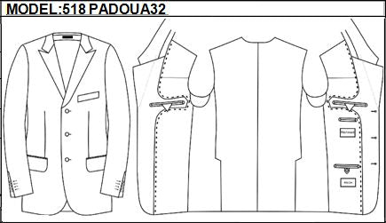 SLIM - SINGLE BREASTED, 3 BUTTONS,PEAK  LAPEL JACKET-518_PADOUA_32