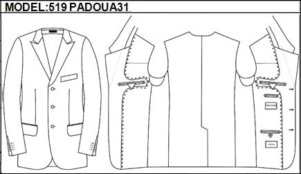 SLIM - SINGLE BREASTED, 3 BUTTONS,PEAK  LAPEL JACKET-519_PADOUA_31