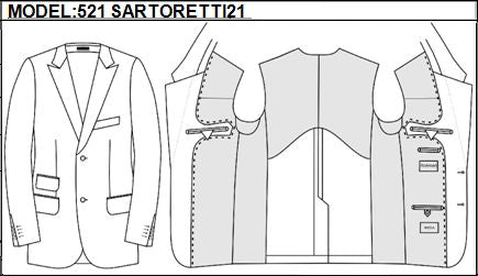 SLIM - SINGLE BREASTED, 2 BUTTONS,PEAK  LAPEL JACKET-521_SARTORETTI_21