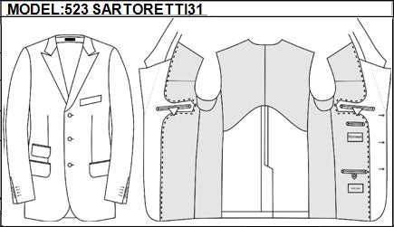 SLIM - SINGLE BREASTED, 3 BUTTONS,PEAK  LAPEL JACKET-523_SARTORETTI_31