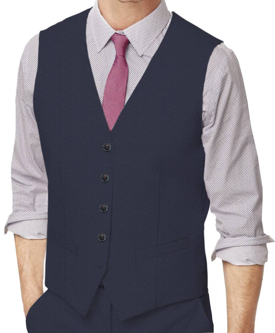 Blue Zodiac Plain Made To Measure Vest - VBC0532_MTM_SV