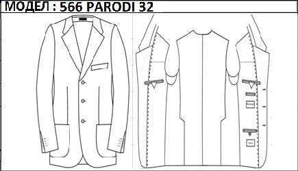 SLIM - SINGLE BREASTED, 3 BUTTONS,NOTCH  LAPEL JACKET-566_PARODI_32