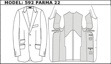 SLIM - SINGLE BREASTED, 2 BUTTONS,PEAK  LAPEL JACKET-592_PARMA_22